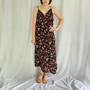 Y2K Black and Red Floral‎ Dress